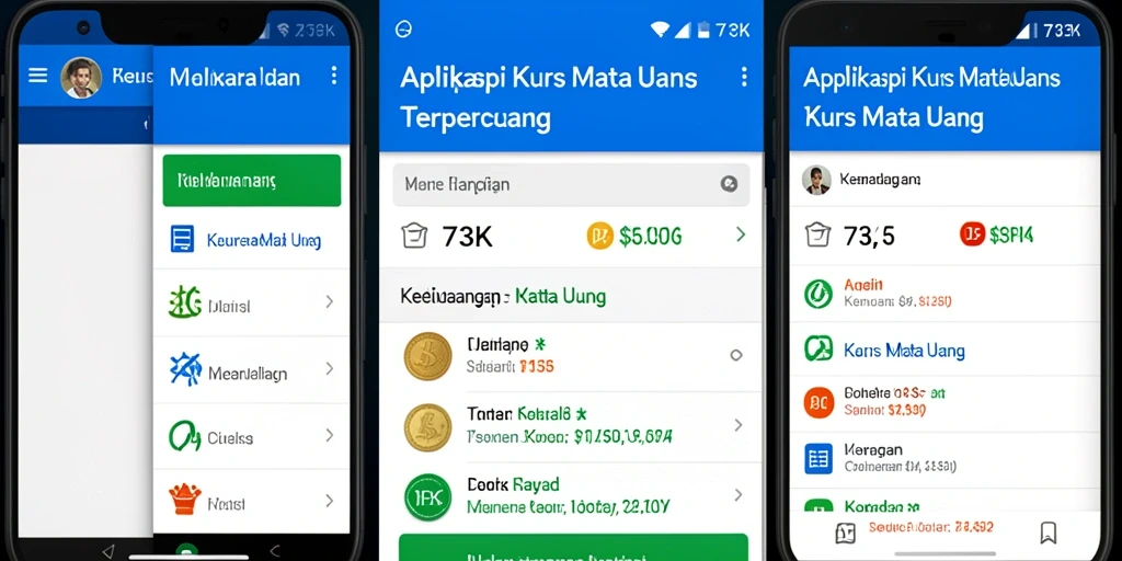 Screenshot antarmuka utama 73K dengan fitur Kurs Mata Uang yang mudah digunakan.