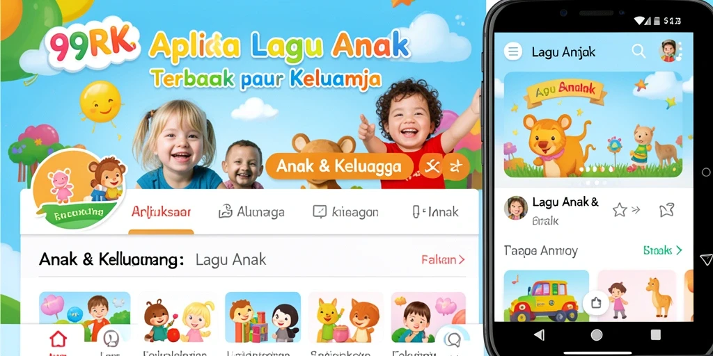Antarmuka aplikasi 99RK dengan berbagai lagu anak yang menarik.