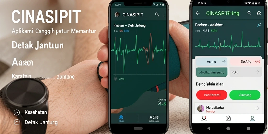 Tampilan antarmuka aplikasi CINASIPIT untuk pemantauan detak jantung.