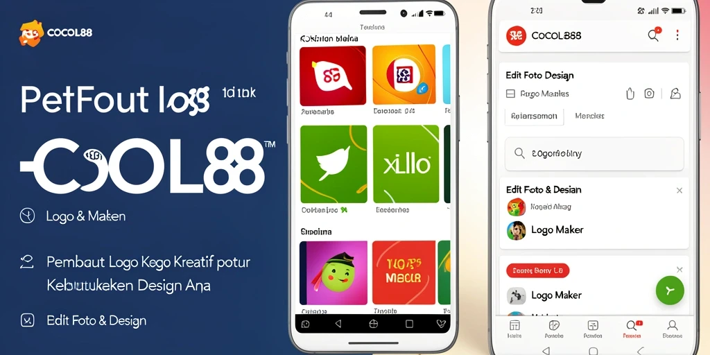 Screenshot aplikasi COCOL88 menampilkan antarmuka Logo Maker yang ramah pengguna.
