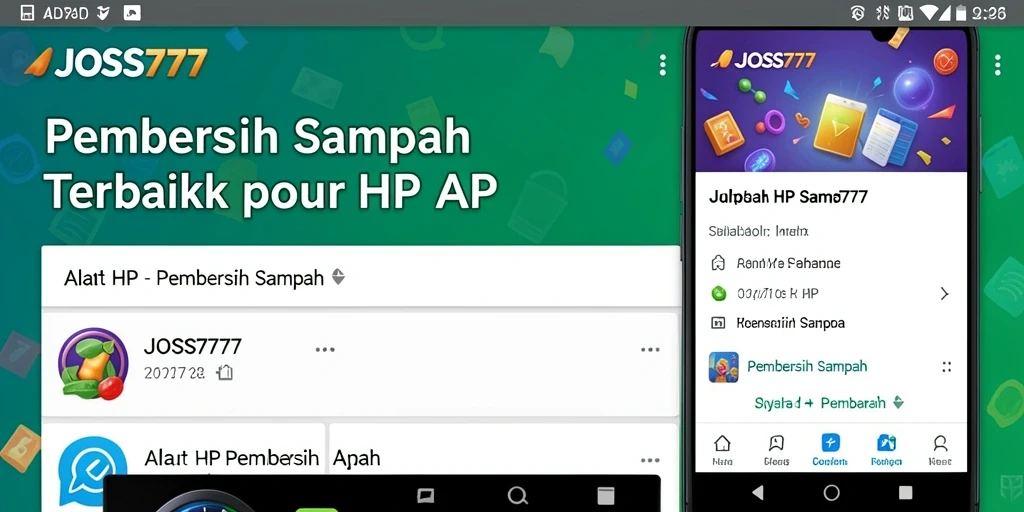 Antarmuka pengguna JOSS777 saat membersihkan sampah di perangkat.
