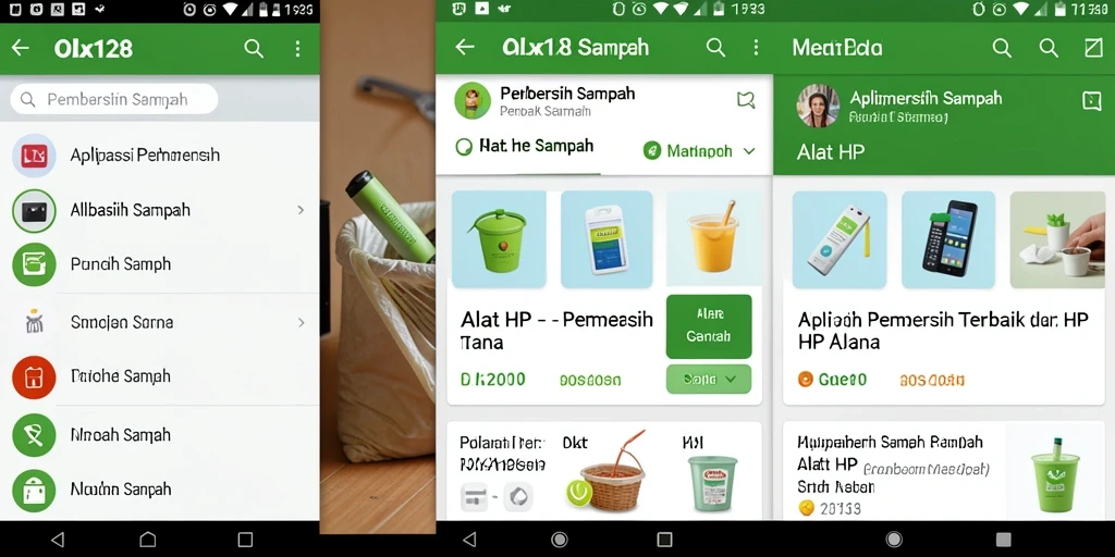 Tampilan antarmuka OLX128 dengan fitur pembersihan sampah yang menarik.