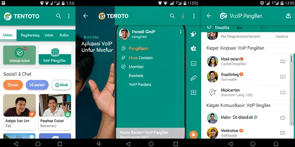 Antarmuka aplikasi TENTOTO menunjukkan fitur VoIP Panggilan yang menarik.